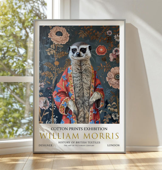 William Morris Print, William Morris Exhibition Poster, William Morris Poster, Vintage Wall Art, Animal Art, Vintage Poster, Meerkat Print