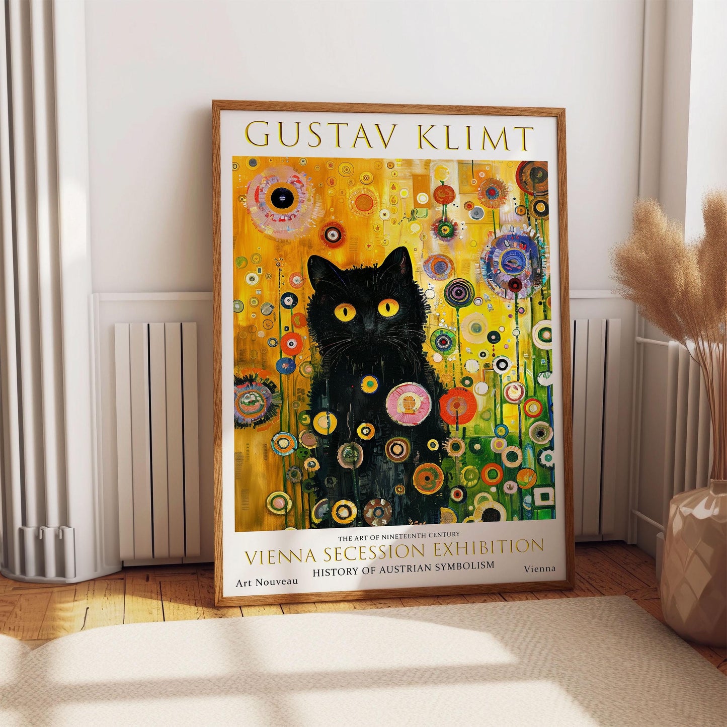 Gustav Klimt Black Cat Print, Gustav Klimt Exhibition Poster, Gustav Klimt Poster, Vintage Poster, Flower Garden Art, Vintage Wall Art,