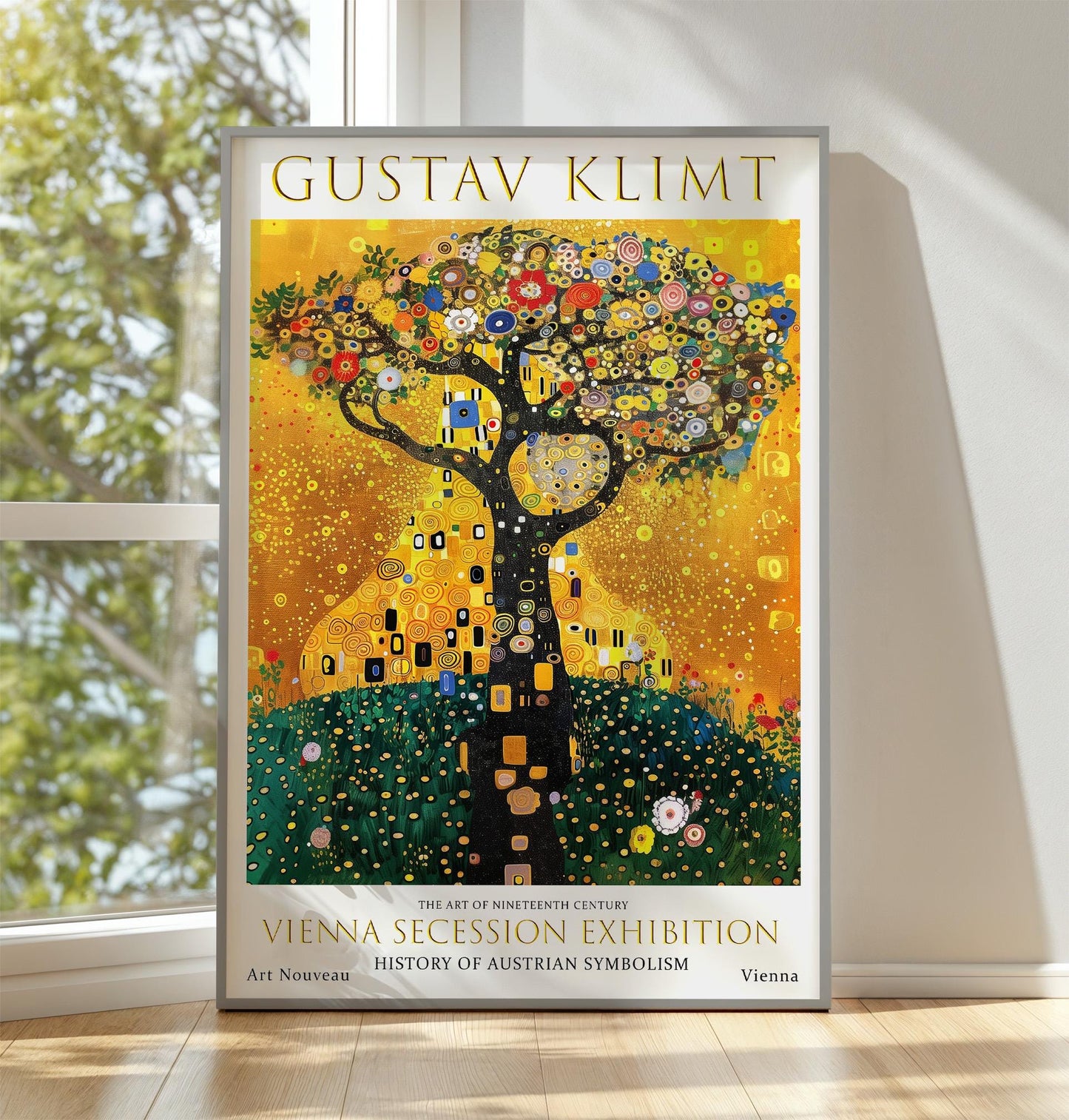 Gustav Klimt Tree Of Life Print, Gustav Klimt Exhibition Poster, Gustav Klimt Poster, Vintage Poster, Flower Flower Art, Vintage Wall Art,