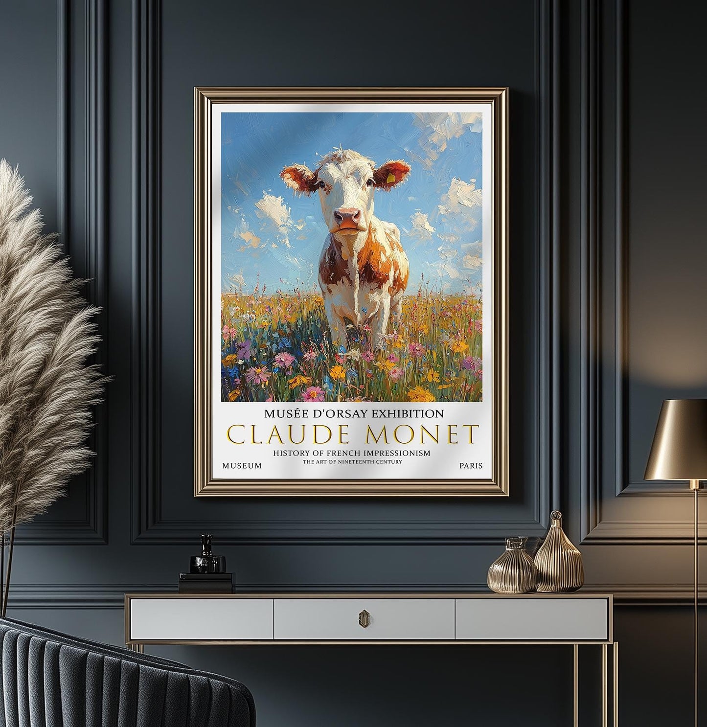 Claude Monet Cow Print, Claude Monet Exhibition Poster, Claude Monet Poster, Vintage Poster, Field of Wildflowers Art, Vintage Wall Art,