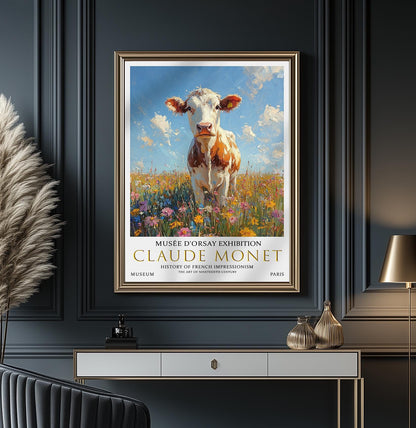 Claude Monet Cow Print, Claude Monet Exhibition Poster, Claude Monet Poster, Vintage Poster, Field of Wildflowers Art, Vintage Wall Art,