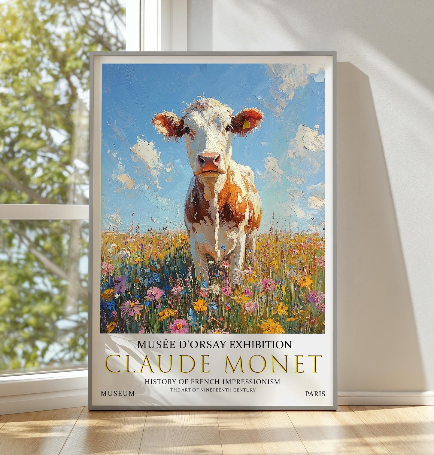 Claude Monet Cow Print, Claude Monet Exhibition Poster, Claude Monet Poster, Vintage Poster, Field of Wildflowers Art, Vintage Wall Art,
