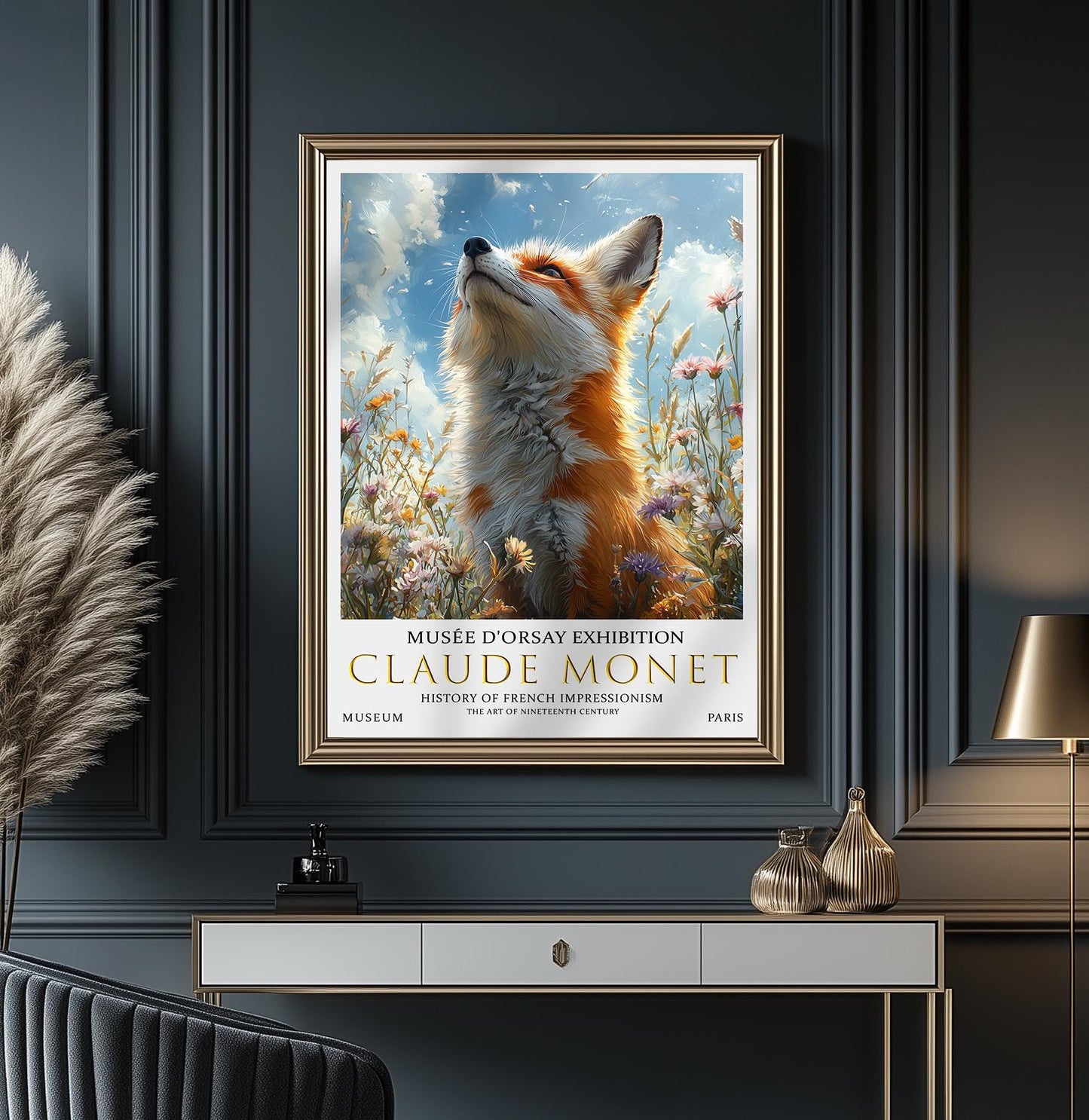 Claude Monet Fox Print, Claude Monet Exhibition Poster, Claude Monet Poster, Vintage Poster, Field of Wildflowers Art, Vintage Wall Art,