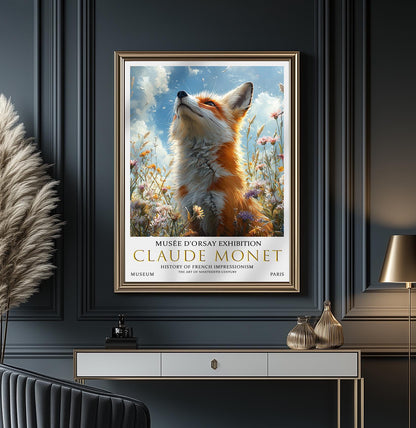 Claude Monet Fox Print, Claude Monet Exhibition Poster, Claude Monet Poster, Vintage Poster, Field of Wildflowers Art, Vintage Wall Art,