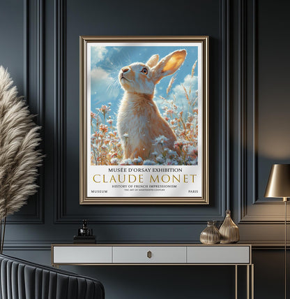 Claude Monet Rabbit Print, Claude Monet Exhibition Poster, Claude Monet Poster, Vintage Poster, Field of Wildflowers Art, Vintage Wall Art,