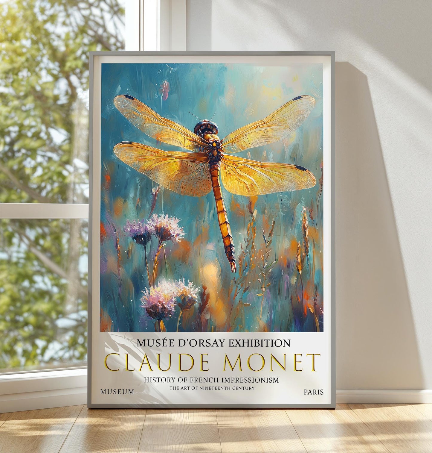 Claude Monet Dragonfly Wall Print, Claude Monet Exhibition Poster, Claude Monet Poster, Vintage Poster, Wildflowers Art, Vintage Wall Art,