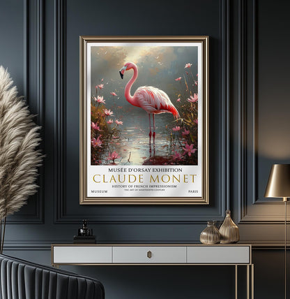 Claude Monet Print, Claude Monet Exhibition Poster, Claude Monet Poster, Vintage Poster, Pond of Water Liles Art, Vintage Wall Art, Flamingo