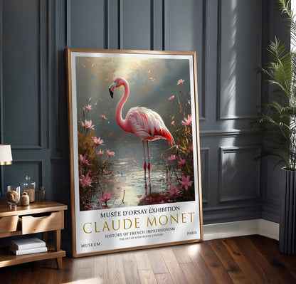 Claude Monet Print, Claude Monet Exhibition Poster, Claude Monet Poster, Vintage Poster, Pond of Water Liles Art, Vintage Wall Art, Flamingo