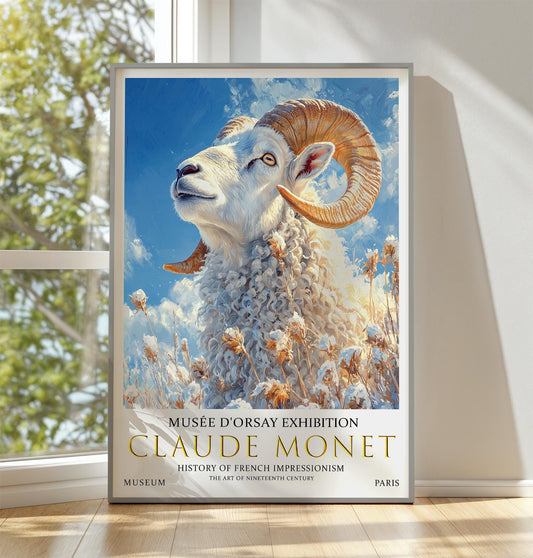 Claude Monet Ram Print, Claude Monet Exhibition Poster, Claude Monet Poster, Vintage Poster, Winter Landscape Art, Vintage Wall Art,