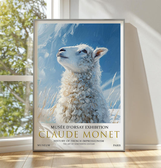 Claude Monet Sheep Print, Claude Monet Exhibition Poster, Claude Monet Poster, Vintage Poster, Winter Landscape Art, Vintage Wall Art,