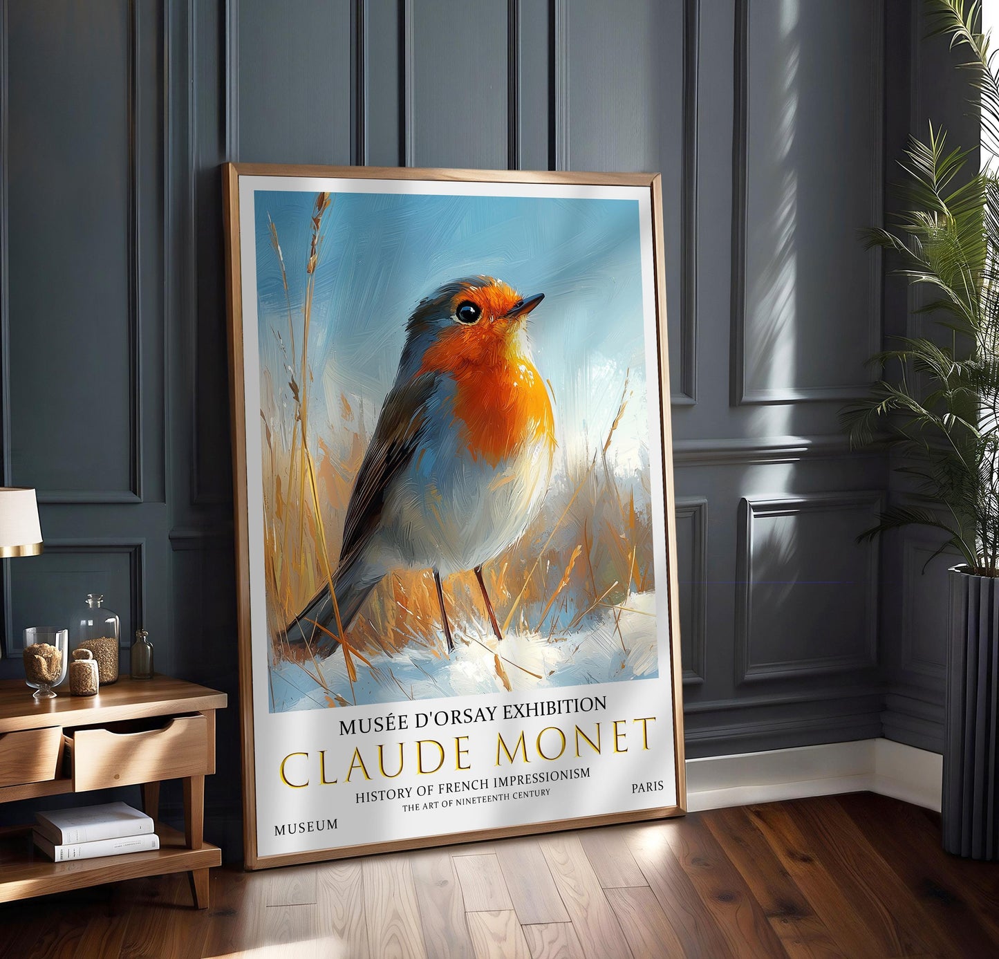 Claude Monet Robin Print, Claude Monet Exhibition Poster, Claude Monet Poster, Vintage Poster, Winter Landscape Art, Vintage Wall Art,