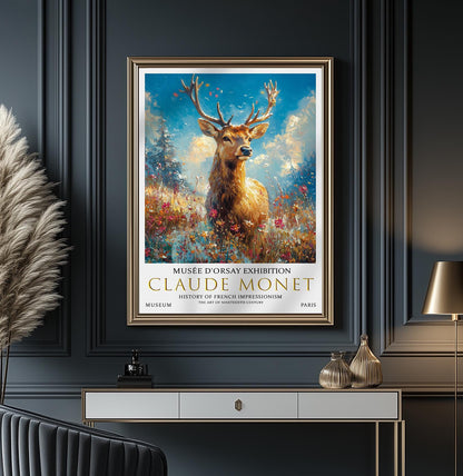 Claude Monet Stag Print, Claude Monet Exhibition Poster, Claude Monet Poster, Vintage Poster, Winter Landscape Art, Vintage Wall Art,