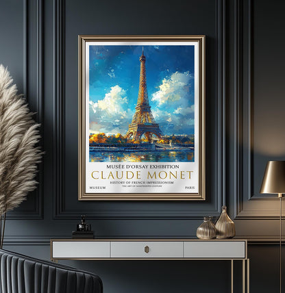 Claude Monet Eiffel Tower Print, Claude Monet Exhibition Poster, Claude Monet Poster, Vintage Poster, Cityscape Art, Vintage Wall Art,