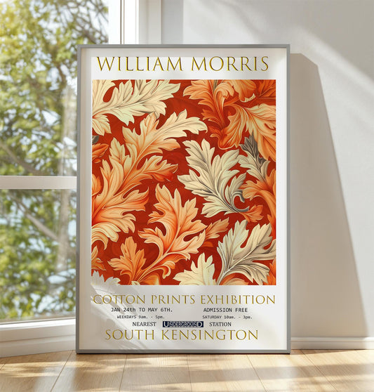 William Morris Cotton Prints Exhibition Poster | Botanical Vintage Art Print | Classic Wall Decor | Retro Floral Pattern | Art Lover Gift