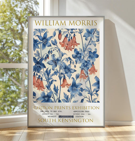 William Morris Bluebells Print, Vintage Botanical Art, Cotton Prints Exhibition Poster, Floral Wall Decor, Classic Nature Inspired Decor