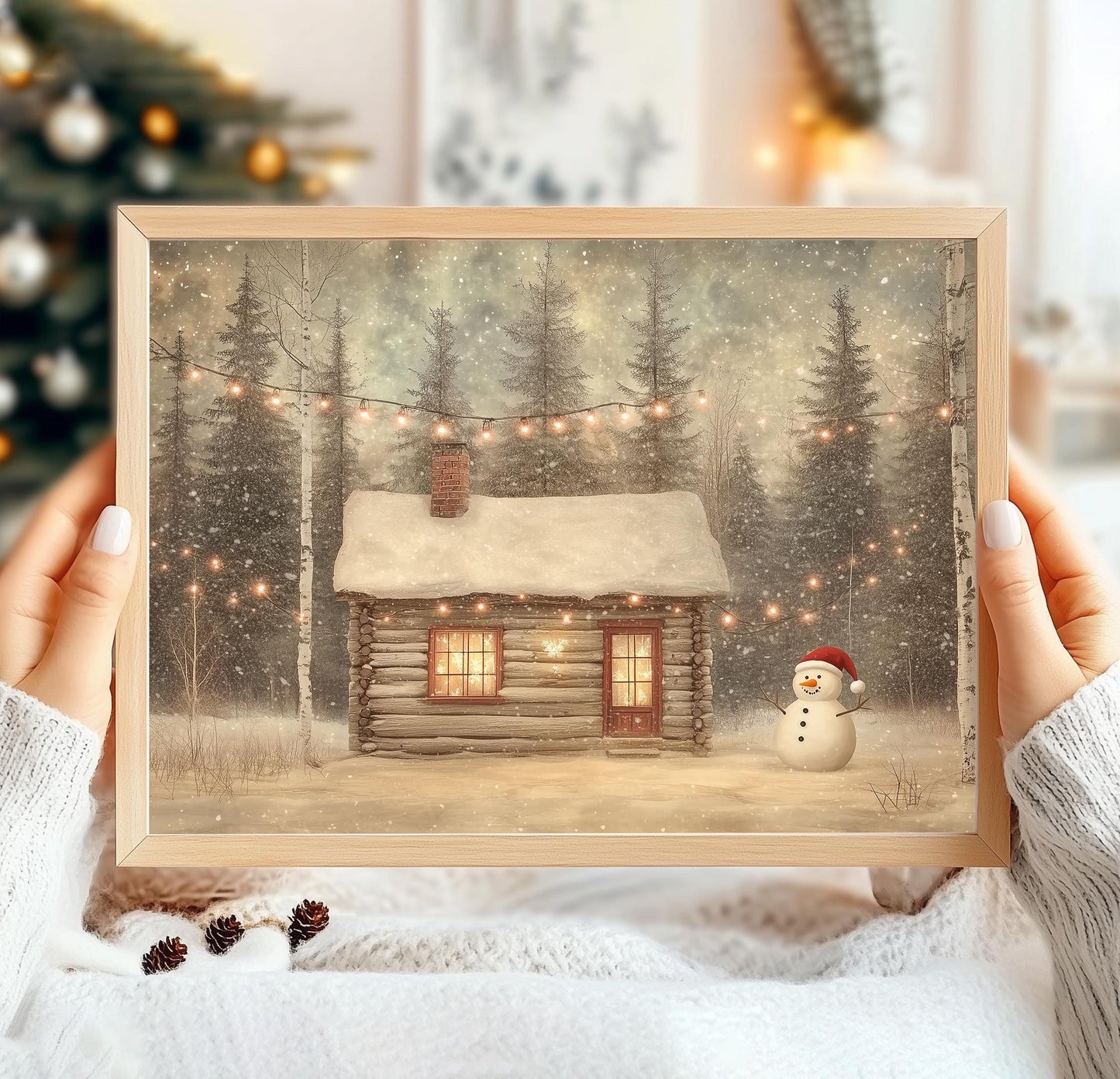 Vintage Snowman Print, Snowman Poster Print, Snowman Painting, Winter Wall Art, Vintage Christmas Wall Art, Vintage Winter Hut, Xmas Gift