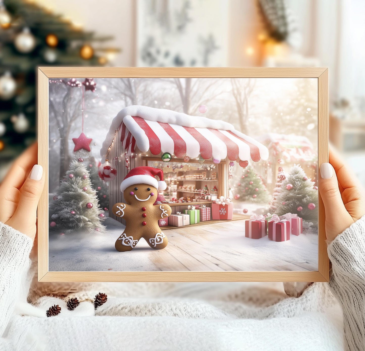 Xmas Gingerbread Man Print, Winter Christmas Wall Art, Christmas Decoration, Winter Gingerbread Man Wall Art, Holiday Decor, Baking Wall Art