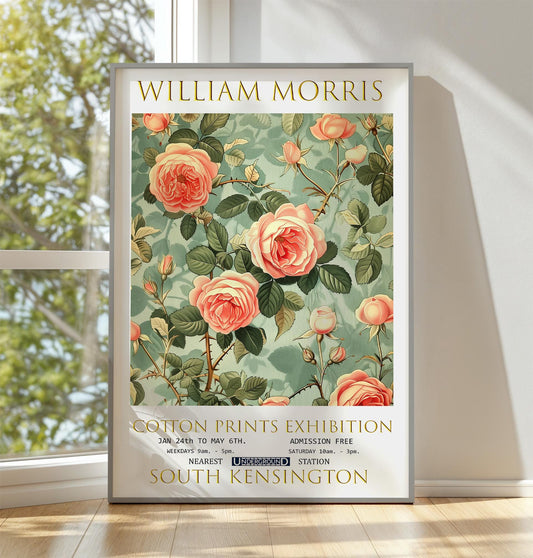 William Morris Print, William Morris Exhibition Poster, William Morris Poster, Vintage Poster, Textile Art, Vintage Wall Art, Rose Print