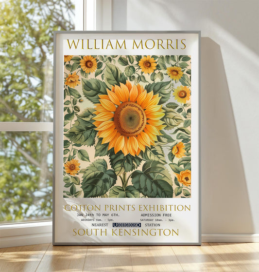 William Morris Print, William Morris Exhibition Poster, William Morris Poster, Vintage Poster, Textile Art, Vintage Wall Art, Sunflower Art