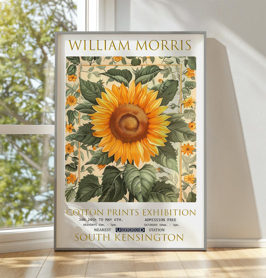 William Morris Print, William Morris Exhibition Poster, William Morris Poster, Vintage Poster, Textile Art, Vintage Wall Art, Sunflower