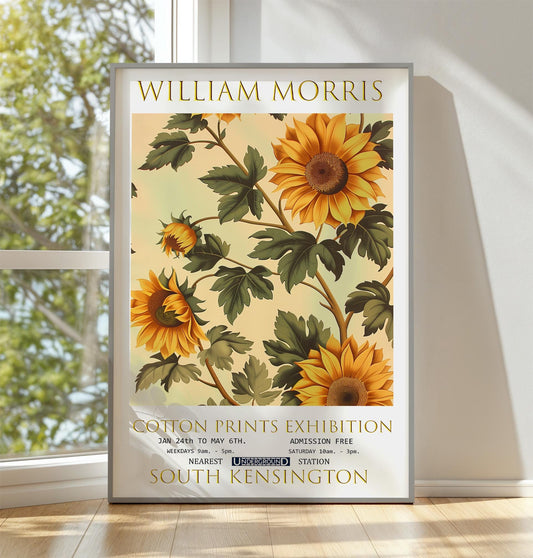 William Morris Print, William Morris Exhibition Poster William Morris Poster, Vintage Wall Art, Textile Art, Vintage Poster, Sunflowers