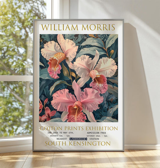 William Morris Print, William Morris Exhibition Poster, William Morris Poster, Vintage Wall Art, Flower Art, Vintage Poster, Orchid Print