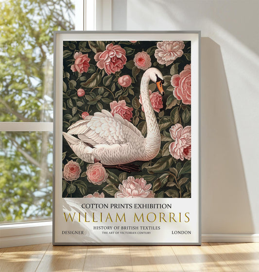 William Morris Wall Print, William Morris Exhibition Poster, William Morris, Vintage Wall Art, Victorian Art, Vintage Poster, Swan Art Print