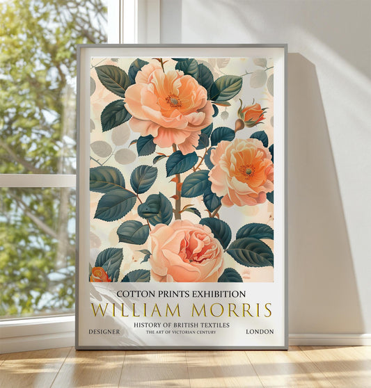 William Morris Wall Print, William Morris Exhibition Poster, William Morris, Vintage Wall Art, Textile Art, Vintage Poster, Peach Rose