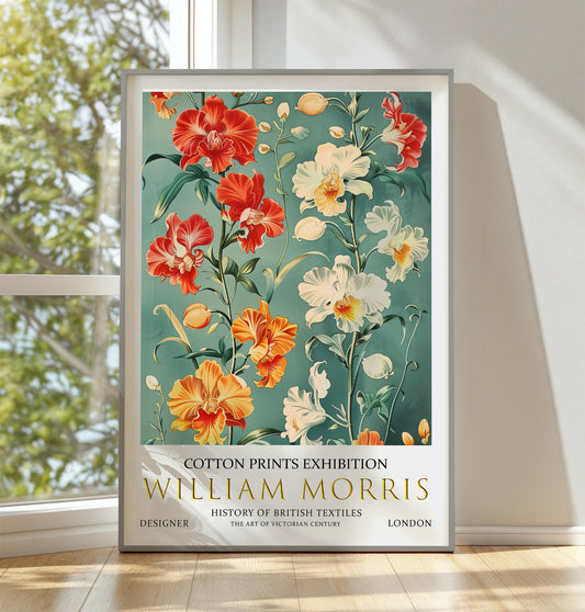 William Morris Print, William Morris Exhibition Poster, William Morris Poster, Vintage Wall Art, Textile Art, Vintage Poster, Orchid Print