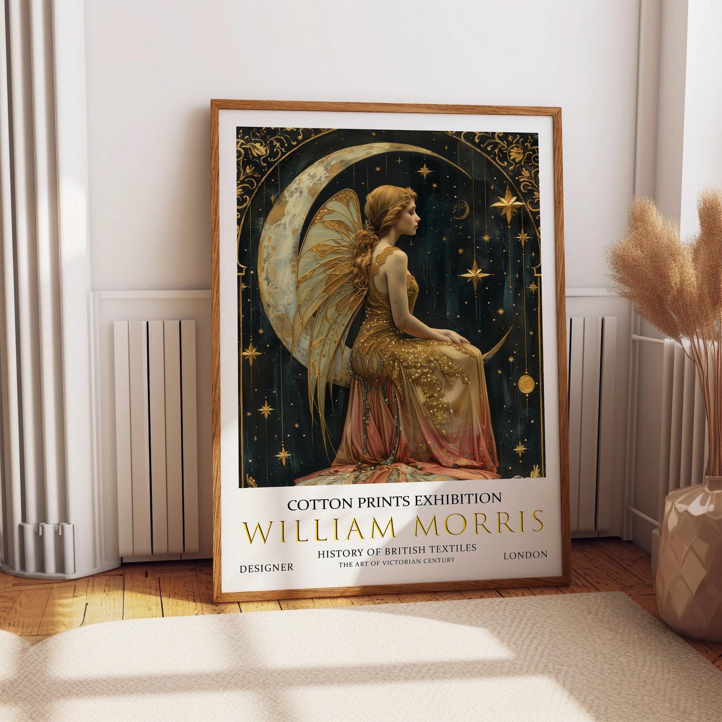 William Morris Fairy Print, William Morris Exhibition Poster, William Morris Poster, Fantasy Wall Art, Celestial Art, Moon and Stars Print