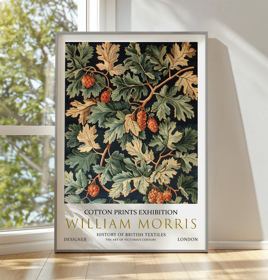 William Morris Print, William Morris Exhibition Poster, William Morris Poster, Vintage Wall Art, Nature Art, Vintage Poster, Oak Leaf Print