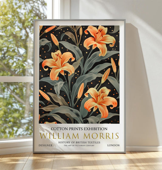 William Morris Lily Art Print, William Morris Exhibition Poster, William Morris Poster, Vintage Wall Art, Textile Art, Vintage Poster, Gift