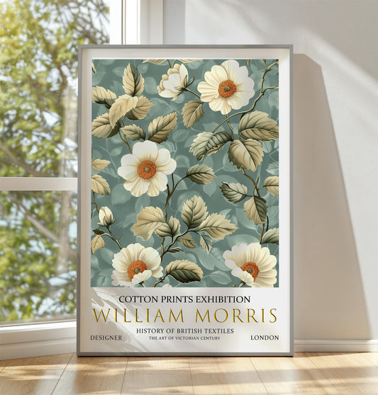 William Morris Print, William Morris Exhibition Poster, William Morris Poster, Vintage Wall Art, Floral Art, Vintage Poster, Teal Print