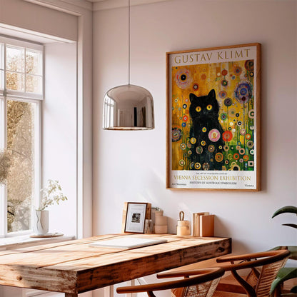 Gustav Klimt Black Cat Print, Gustav Klimt Exhibition Poster, Gustav Klimt Poster, Vintage Poster, Flower Garden Art, Vintage Wall Art,