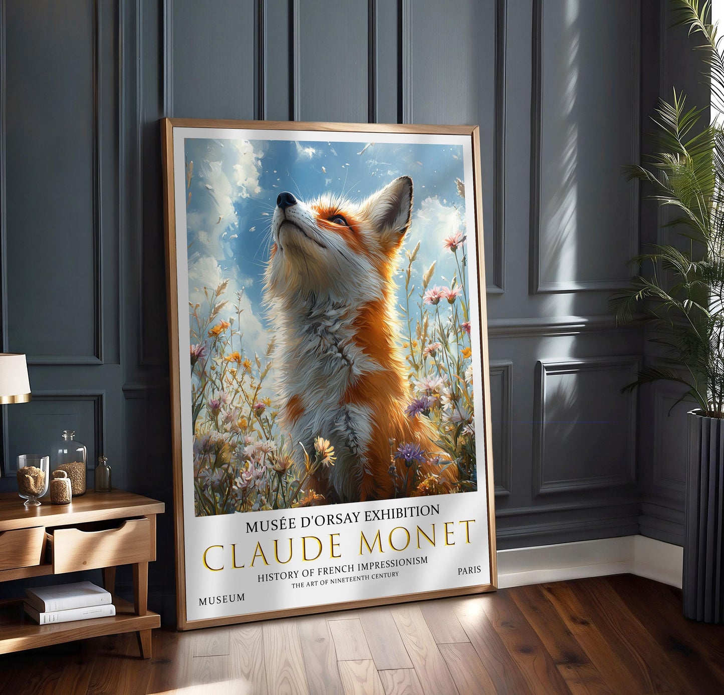 Claude Monet Fox Print, Claude Monet Exhibition Poster, Claude Monet Poster, Vintage Poster, Field of Wildflowers Art, Vintage Wall Art,
