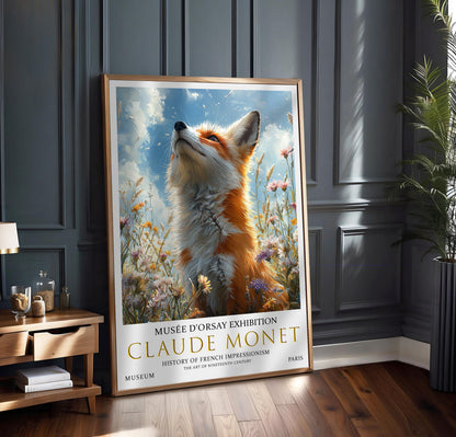 Claude Monet Fox Print, Claude Monet Exhibition Poster, Claude Monet Poster, Vintage Poster, Field of Wildflowers Art, Vintage Wall Art,
