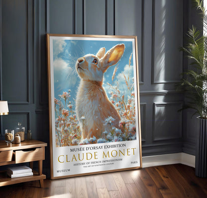 Claude Monet Rabbit Print, Claude Monet Exhibition Poster, Claude Monet Poster, Vintage Poster, Field of Wildflowers Art, Vintage Wall Art,