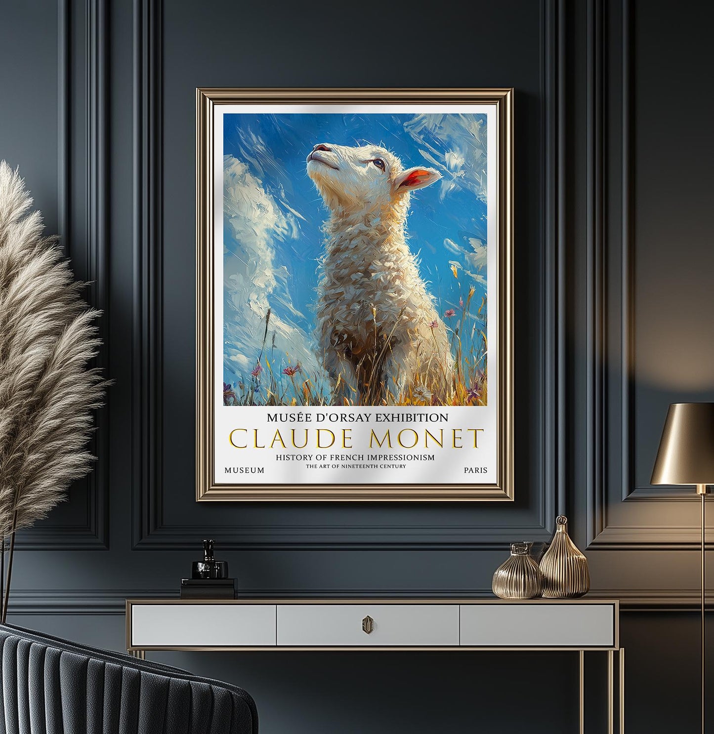 Claude Monet Sheep Print, Claude Monet Exhibition Poster, Claude Monet Poster, Vintage Poster, Field of Wildflowers Art, Vintage Wall Art,