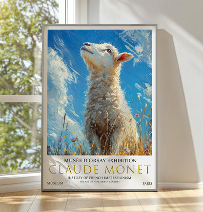 Claude Monet Sheep Print, Claude Monet Exhibition Poster, Claude Monet Poster, Vintage Poster, Field of Wildflowers Art, Vintage Wall Art,