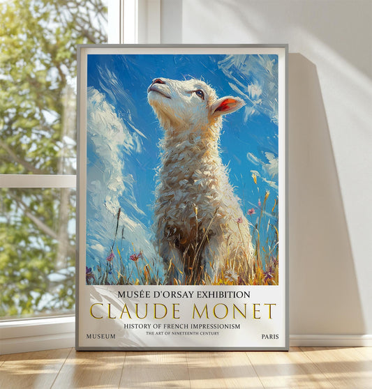 Claude Monet Sheep Print, Claude Monet Exhibition Poster, Claude Monet Poster, Vintage Poster, Field of Wildflowers Art, Vintage Wall Art,