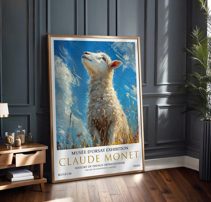 Claude Monet Sheep Print, Claude Monet Exhibition Poster, Claude Monet Poster, Vintage Poster, Field of Wildflowers Art, Vintage Wall Art,