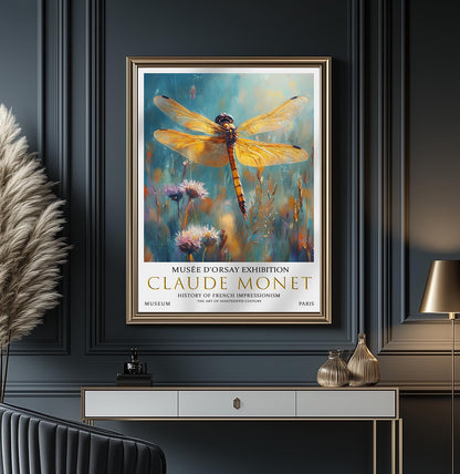 Claude Monet Dragonfly Wall Print, Claude Monet Exhibition Poster, Claude Monet Poster, Vintage Poster, Wildflowers Art, Vintage Wall Art,