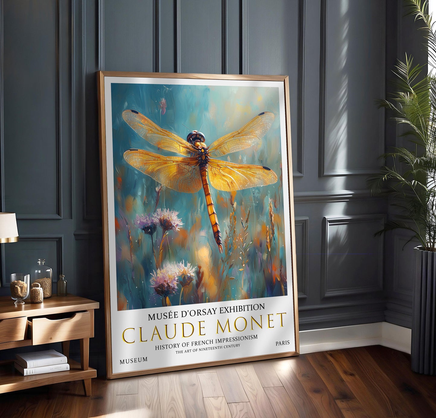Claude Monet Dragonfly Wall Print, Claude Monet Exhibition Poster, Claude Monet Poster, Vintage Poster, Wildflowers Art, Vintage Wall Art,