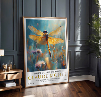 Claude Monet Dragonfly Wall Print, Claude Monet Exhibition Poster, Claude Monet Poster, Vintage Poster, Wildflowers Art, Vintage Wall Art,