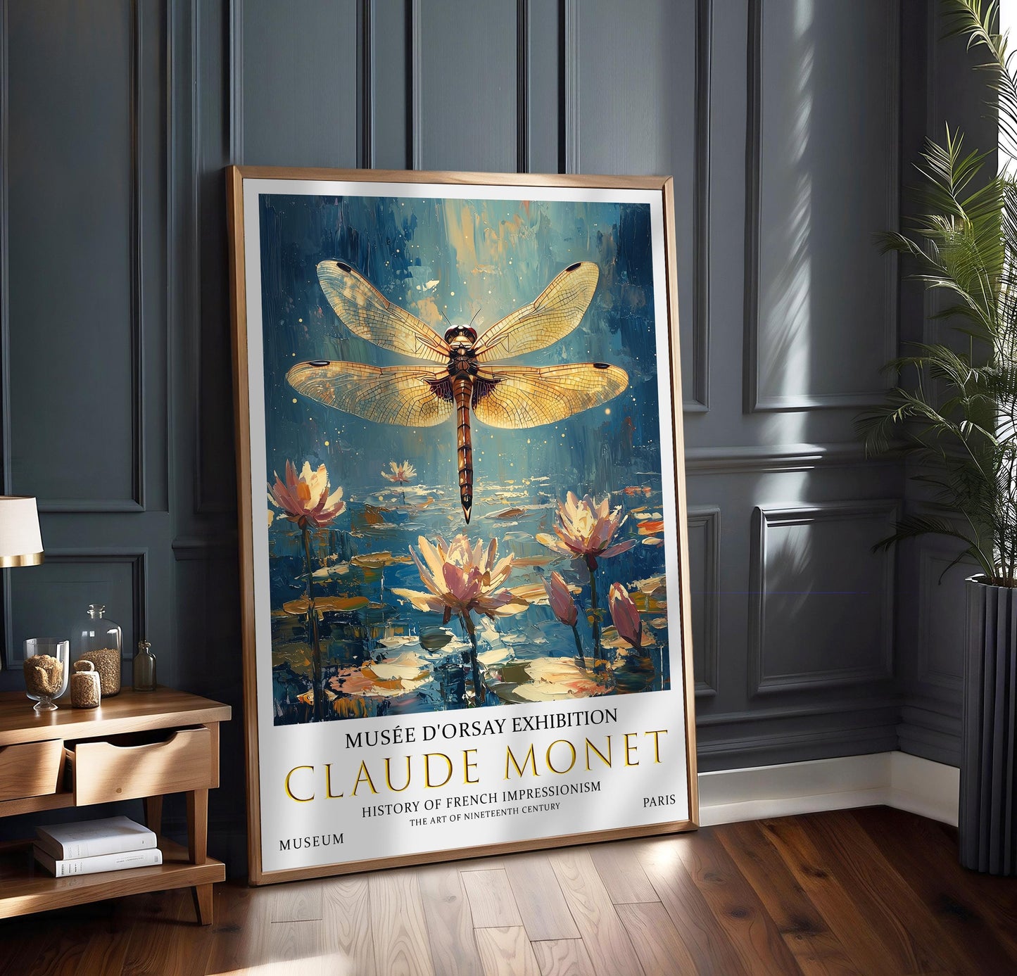 Claude Monet Print, Claude Monet Exhibition Poster, Claude Monet Poster, Vintage Poster, Water Liles Art, Vintage Wall Art, Dragonfly Print