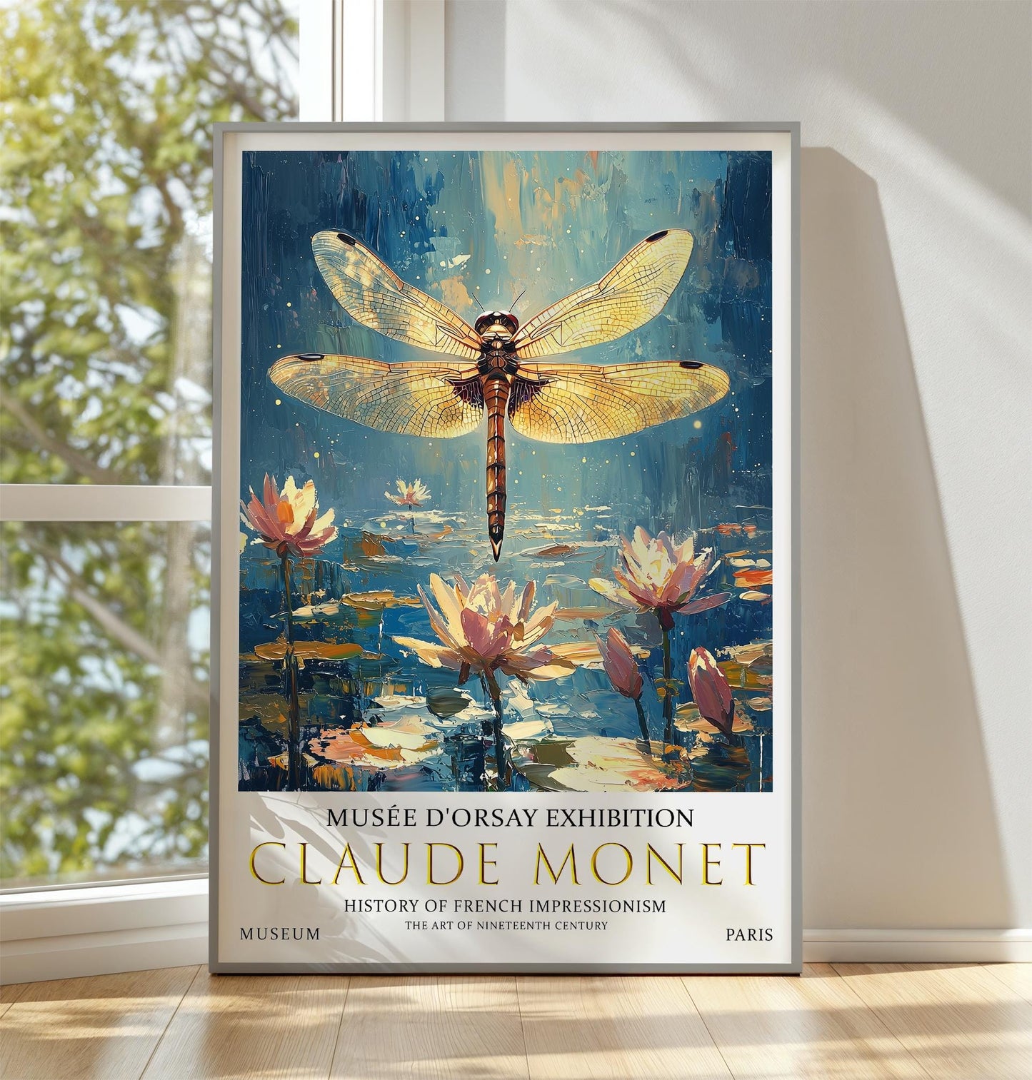 Claude Monet Print, Claude Monet Exhibition Poster, Claude Monet Poster, Vintage Poster, Water Liles Art, Vintage Wall Art, Dragonfly Print