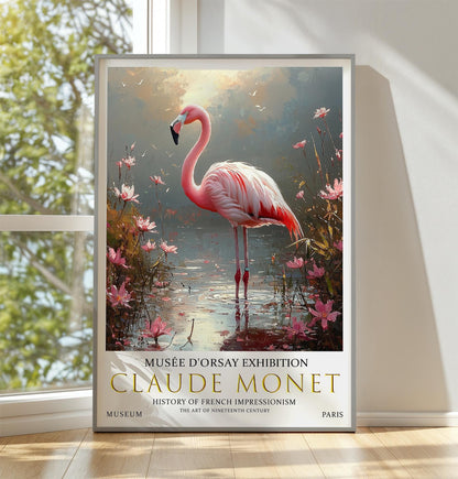 Claude Monet Print, Claude Monet Exhibition Poster, Claude Monet Poster, Vintage Poster, Pond of Water Liles Art, Vintage Wall Art, Flamingo