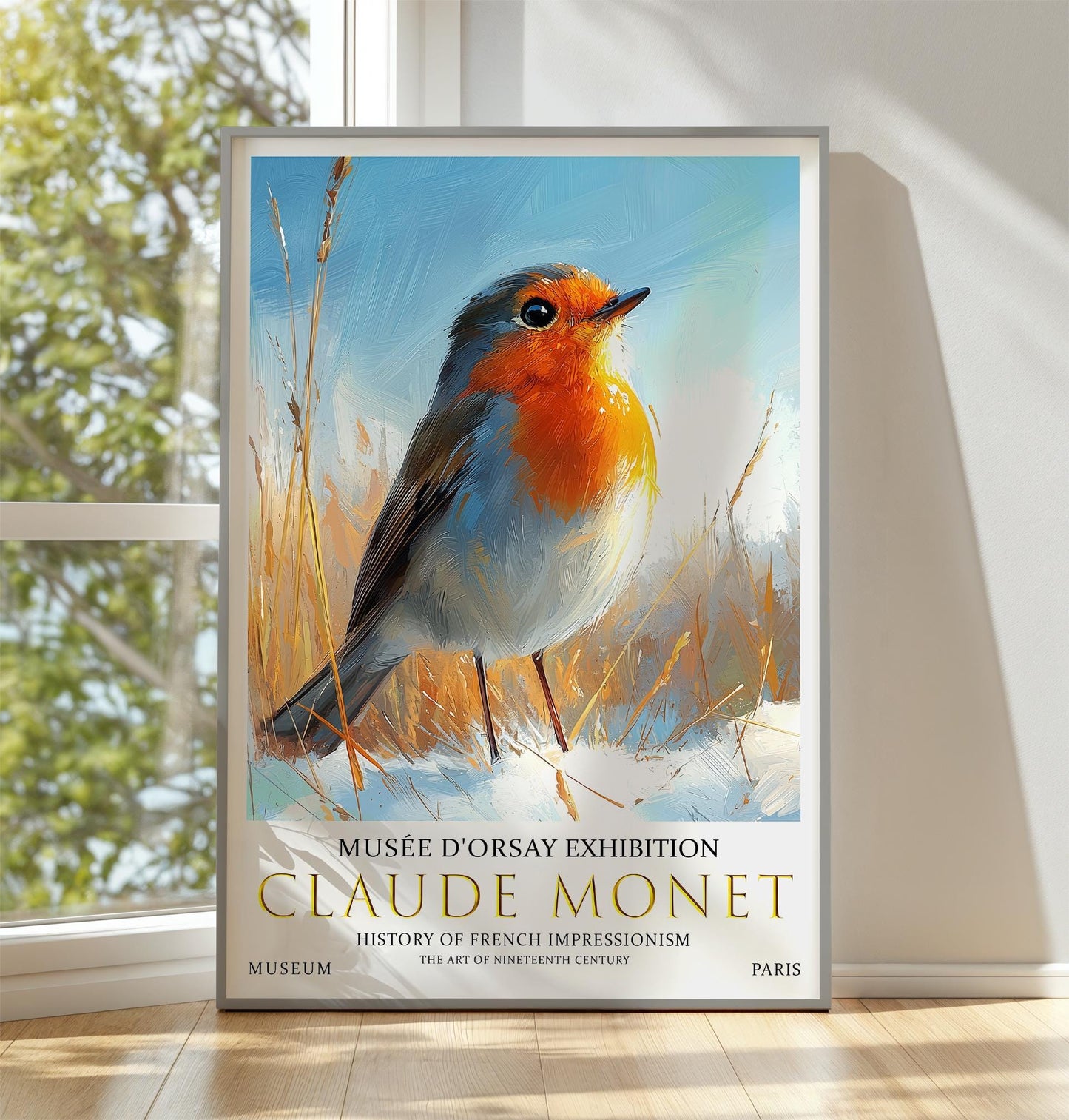 Claude Monet Robin Print, Claude Monet Exhibition Poster, Claude Monet Poster, Vintage Poster, Winter Landscape Art, Vintage Wall Art,