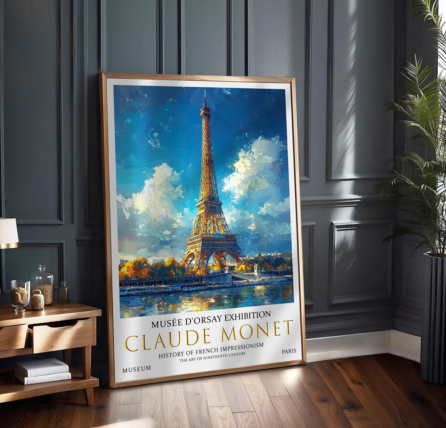 Claude Monet Eiffel Tower Print, Claude Monet Exhibition Poster, Claude Monet Poster, Vintage Poster, Cityscape Art, Vintage Wall Art,