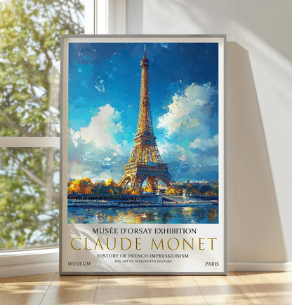 Claude Monet Eiffel Tower Print, Claude Monet Exhibition Poster, Claude Monet Poster, Vintage Poster, Cityscape Art, Vintage Wall Art,